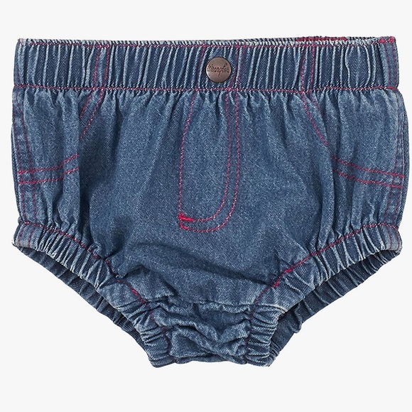 Wrangler baby denim blue Jean bloomers romper diaper cover bottoms pants vintage - Picture 2 of 2